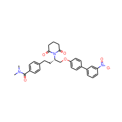 CN(C)C(=O)c1ccc(CC[C@@H](COc2ccc(-c3cccc([N+](=O)[O-])c3)cc2)N2C(=O)CCCC2=O)cc1 ZINC000013587517