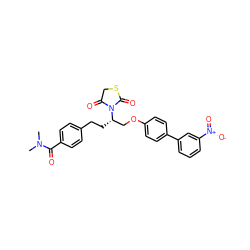 CN(C)C(=O)c1ccc(CC[C@@H](COc2ccc(-c3cccc([N+](=O)[O-])c3)cc2)N2C(=O)CSC2=O)cc1 ZINC000027323999