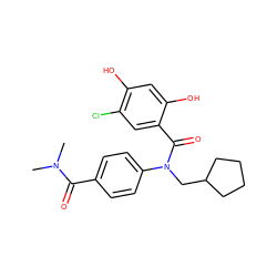 CN(C)C(=O)c1ccc(N(CC2CCCC2)C(=O)c2cc(Cl)c(O)cc2O)cc1 ZINC000653768471