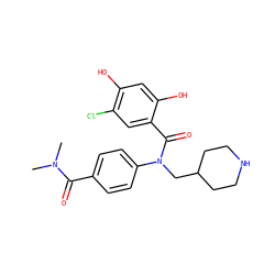 CN(C)C(=O)c1ccc(N(CC2CCNCC2)C(=O)c2cc(Cl)c(O)cc2O)cc1 ZINC000653768319