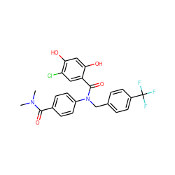 CN(C)C(=O)c1ccc(N(Cc2ccc(C(F)(F)F)cc2)C(=O)c2cc(Cl)c(O)cc2O)cc1 ZINC000653670156