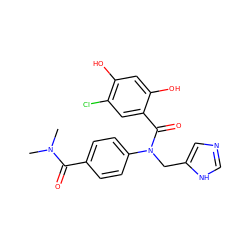 CN(C)C(=O)c1ccc(N(Cc2cnc[nH]2)C(=O)c2cc(Cl)c(O)cc2O)cc1 ZINC000653775790