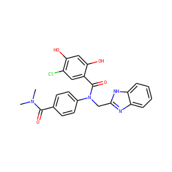 CN(C)C(=O)c1ccc(N(Cc2nc3ccccc3[nH]2)C(=O)c2cc(Cl)c(O)cc2O)cc1 ZINC000653775786