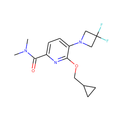 CN(C)C(=O)c1ccc(N2CC(F)(F)C2)c(OCC2CC2)n1 ZINC000146477146