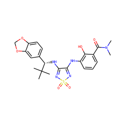 CN(C)C(=O)c1cccc(NC2=NS(=O)(=O)N=C2N[C@@H](c2ccc3c(c2)OCO3)C(C)(C)C)c1O ZINC000029037896