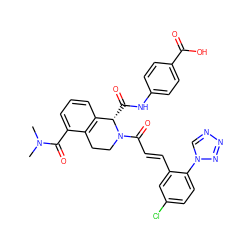 CN(C)C(=O)c1cccc2c1CCN(C(=O)/C=C/c1cc(Cl)ccc1-n1cnnn1)[C@H]2C(=O)Nc1ccc(C(=O)O)cc1 ZINC001772600026