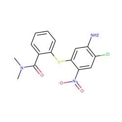 CN(C)C(=O)c1ccccc1Sc1cc(N)c(Cl)cc1[N+](=O)[O-] ZINC000013491687