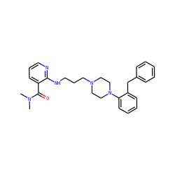 CN(C)C(=O)c1cccnc1NCCCN1CCN(c2ccccc2Cc2ccccc2)CC1 ZINC000013764543