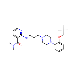 CN(C)C(=O)c1cccnc1NCCCN1CCN(c2ccccc2OCC(C)(C)C)CC1 ZINC000013764531