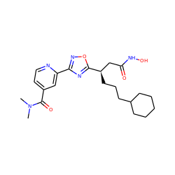 CN(C)C(=O)c1ccnc(-c2noc([C@H](CCCC3CCCCC3)CC(=O)NO)n2)c1 ZINC000028701822