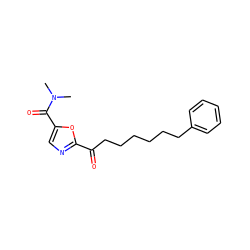 CN(C)C(=O)c1cnc(C(=O)CCCCCCc2ccccc2)o1 ZINC000036079981