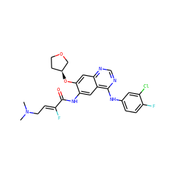 CN(C)C/C=C(\F)C(=O)Nc1cc2c(Nc3ccc(F)c(Cl)c3)ncnc2cc1O[C@H]1CCOC1 ZINC000145214115