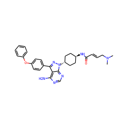 CN(C)C/C=C/C(=O)N[C@H]1CC[C@H](n2nc(-c3ccc(Oc4ccccc4)cc3)c3c(N)ncnc32)CC1 ZINC000113840422