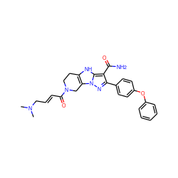 CN(C)C/C=C/C(=O)N1CCc2[nH]c3c(C(N)=O)c(-c4ccc(Oc5ccccc5)cc4)nn3c2C1 ZINC001772571611