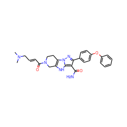 CN(C)C/C=C/C(=O)N1CCc2c([nH]c3c(C(N)=O)c(-c4ccc(Oc5ccccc5)cc4)nn23)C1 ZINC001772614911