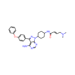 CN(C)C/C=C/C(=O)NC1CCC(n2nc(-c3ccc(Oc4ccccc4)cc3)c3c(N)ncnc32)CC1 ZINC000113840421