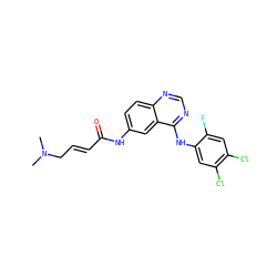 CN(C)C/C=C/C(=O)Nc1ccc2ncnc(Nc3cc(Cl)c(Cl)cc3F)c2c1 ZINC000013671607