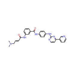 CN(C)C/C=C/C(=O)Nc1cccc(C(=O)Nc2ccc(Nc3nccc(-c4cccnc4)n3)cc2)c1 ZINC000087723492