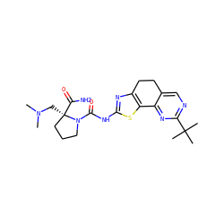 CN(C)C[C@@]1(C(N)=O)CCCN1C(=O)Nc1nc2c(s1)-c1nc(C(C)(C)C)ncc1CC2 ZINC000144888940