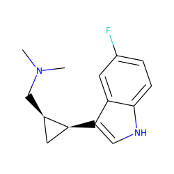 CN(C)C[C@@H]1C[C@@H]1c1c[nH]c2ccc(F)cc12 ZINC000013673559