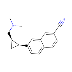 CN(C)C[C@@H]1C[C@@H]1c1ccc2ccc(C#N)cc2c1 ZINC000028960508