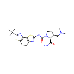 CN(C)C[C@@H]1CCN(C(=O)Nc2nc3c(s2)-c2nc(C(C)(C)C)sc2CC3)[C@@H]1C(N)=O ZINC000145020457