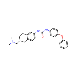 CN(C)C[C@@H]1CCc2cc(NC(=O)Nc3ccc(Oc4ccccc4)cc3)ccc2C1 ZINC000095561674