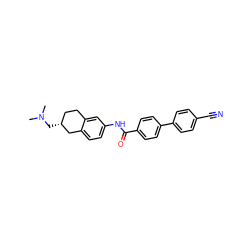 CN(C)C[C@@H]1CCc2cc(NC(=O)c3ccc(-c4ccc(C#N)cc4)cc3)ccc2C1 ZINC000072114392