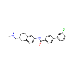 CN(C)C[C@@H]1CCc2cc(NC(=O)c3ccc(-c4cccc(Cl)c4)cc3)ccc2C1 ZINC000072114173