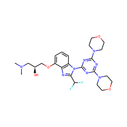 CN(C)C[C@H](O)COc1cccc2c1nc(C(F)F)n2-c1nc(N2CCOCC2)nc(N2CCOCC2)n1 ZINC000096271520