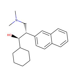 CN(C)C[C@H](c1ccc2ccccc2c1)[C@H](O)C1CCCCC1 ZINC000035243343