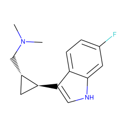 CN(C)C[C@H]1C[C@@H]1c1c[nH]c2cc(F)ccc12 ZINC000013673569