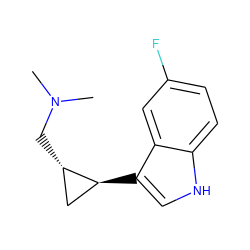 CN(C)C[C@H]1C[C@@H]1c1c[nH]c2ccc(F)cc12 ZINC000013673561