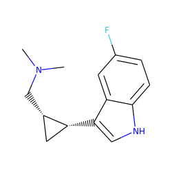 CN(C)C[C@H]1C[C@H]1c1c[nH]c2ccc(F)cc12 ZINC000013673565