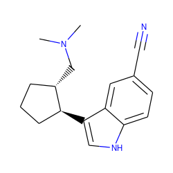 CN(C)C[C@H]1CCC[C@@H]1c1c[nH]c2ccc(C#N)cc12 ZINC000003948263