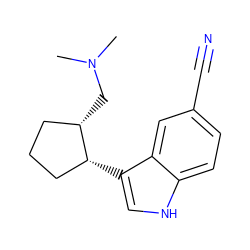 CN(C)C[C@H]1CCC[C@H]1c1c[nH]c2ccc(C#N)cc12 ZINC000038438384