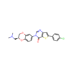 CN(C)C[C@H]1COc2cc(-n3cnc4cc(-c5ccc(Cl)cc5)sc4c3=O)ccc2O1 ZINC000038149707