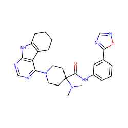 CN(C)C1(C(=O)Nc2cccc(-c3ncno3)c2)CCN(c2ncnc3[nH]c4c(c23)CCCC4)CC1 ZINC000653852808