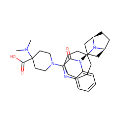 CN(C)C1(C(=O)O)CCN(c2nc3ccccc3n([C@@H]3C[C@@H]4CC[C@H](C3)N4C3CCCCCCC3)c2=O)CC1 ZINC000143910330