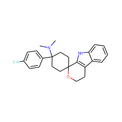 CN(C)C1(c2ccc(F)cc2)CCC2(CC1)OCCc1c2[nH]c2ccccc12 ZINC000114384353