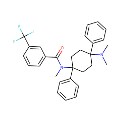 CN(C)C1(c2ccccc2)CCC(c2ccccc2)(N(C)C(=O)c2cccc(C(F)(F)F)c2)CC1 ZINC000204175348