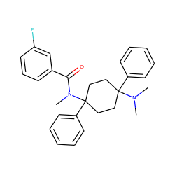 CN(C)C1(c2ccccc2)CCC(c2ccccc2)(N(C)C(=O)c2cccc(F)c2)CC1 ZINC000147100258