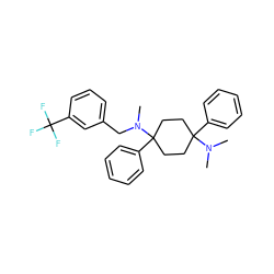 CN(C)C1(c2ccccc2)CCC(c2ccccc2)(N(C)Cc2cccc(C(F)(F)F)c2)CC1 ZINC000147100052