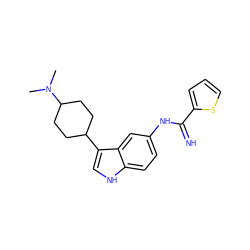 CN(C)C1CCC(c2c[nH]c3ccc(NC(=N)c4cccs4)cc23)CC1 ZINC000034806265