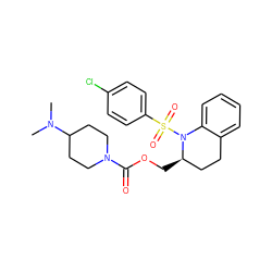 CN(C)C1CCN(C(=O)OC[C@@H]2CCc3ccccc3N2S(=O)(=O)c2ccc(Cl)cc2)CC1 ZINC000028880303