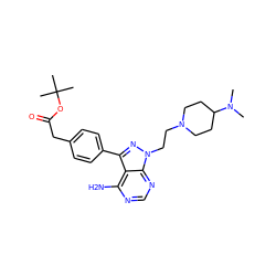 CN(C)C1CCN(CCn2nc(-c3ccc(CC(=O)OC(C)(C)C)cc3)c3c(N)ncnc32)CC1 ZINC000653871650