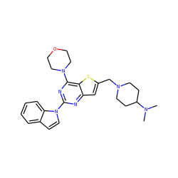 CN(C)C1CCN(Cc2cc3nc(-n4ccc5ccccc54)nc(N4CCOCC4)c3s2)CC1 ZINC000095557529