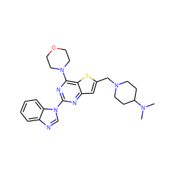 CN(C)C1CCN(Cc2cc3nc(-n4cnc5ccccc54)nc(N4CCOCC4)c3s2)CC1 ZINC000095556805