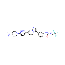 CN(C)C1CCN(c2ccc(-c3ccn4c(-c5cccc(NC(=O)NCC(F)(F)F)c5)cnc4c3)nn2)CC1 ZINC000147518322