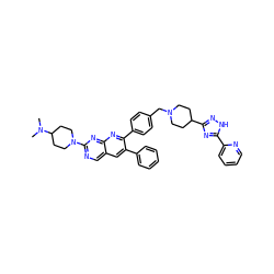 CN(C)C1CCN(c2ncc3cc(-c4ccccc4)c(-c4ccc(CN5CCC(c6n[nH]c(-c7ccccn7)n6)CC5)cc4)nc3n2)CC1 ZINC000049841451